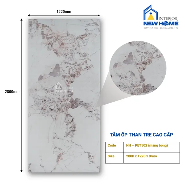 Tấm ốp than tre màng PET bóng PET502